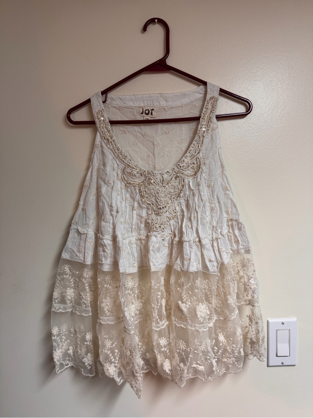 Cream and White Lace Tiered Camisole